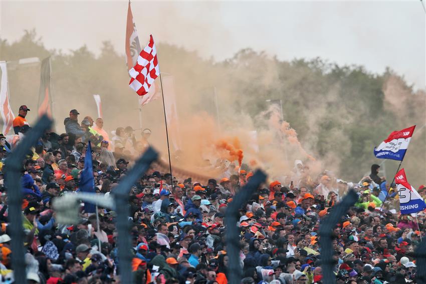 Hungarian Grandstands and orange smoke